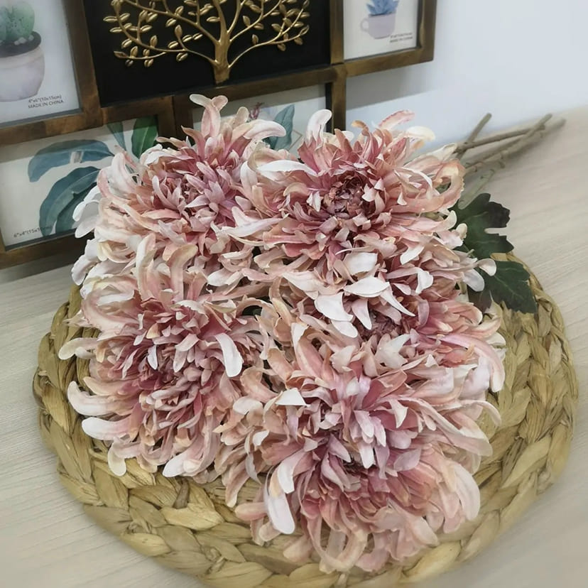 Искусственные цветы в Москве | Цветок искусственный «Хризантема», персиково-розовая, одиночный
