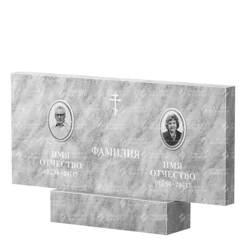 Памятники из мрамора в&nbsp;Москве | Двойной мраморный памятник, прямой