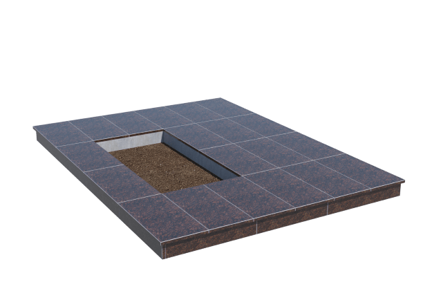 Площадки на могилу в&nbsp;Москве | Площадка с вертикальной (10 см) облицовкой Дымовским гранитом (под цветник)