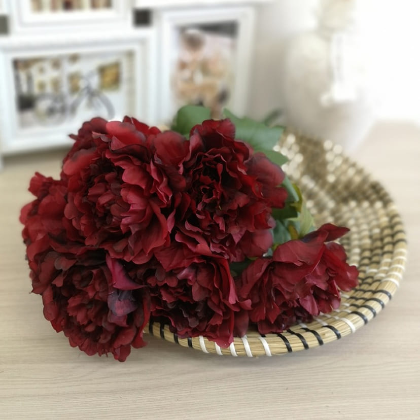 Искусственные цветы в Москве | Цветы искусственные «Пионы», бордовые, букет