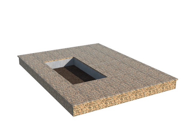 Площадки на могилу в&nbsp;Москве | Площадка с вертикальной (15 см) облицовкой Южно-султаевским гранитом (под цветник)