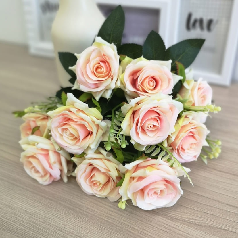 Искусственные цветы в Москве | Цветы искусственные «Розы острые», розовато-молочные, букет