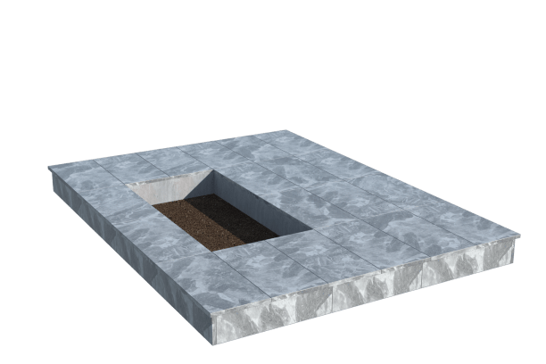 Площадки на могилу в&nbsp;Москве | Площадка с вертикальной (15 см) мраморной облицовкой (под цветник)