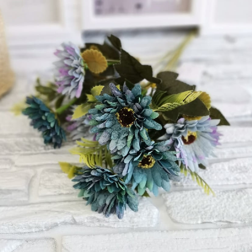 Искусственные цветы в Москве | Цветы искусственные «Ромашки», фиолетово-голубые, букет