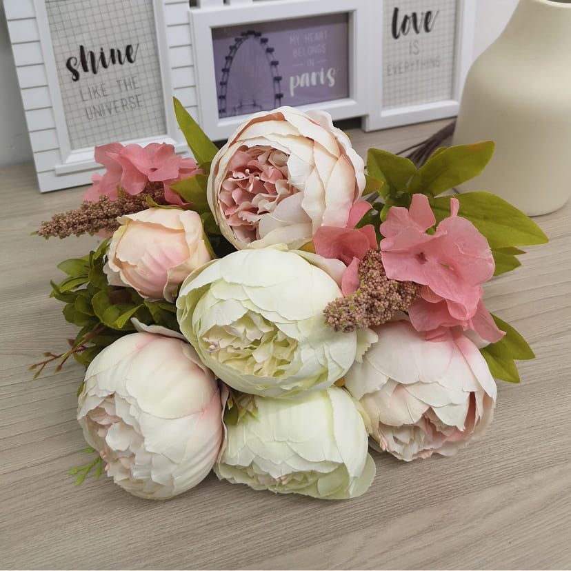 Искусственные цветы в Москве | Цветы искусственные «Пионы», молочно-розовые, букет