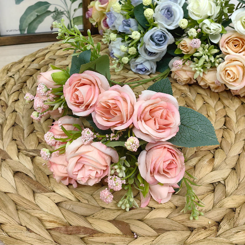 Искусственные цветы в Москве | Цветы искусственные «Розы», нежно-розовые, букет
